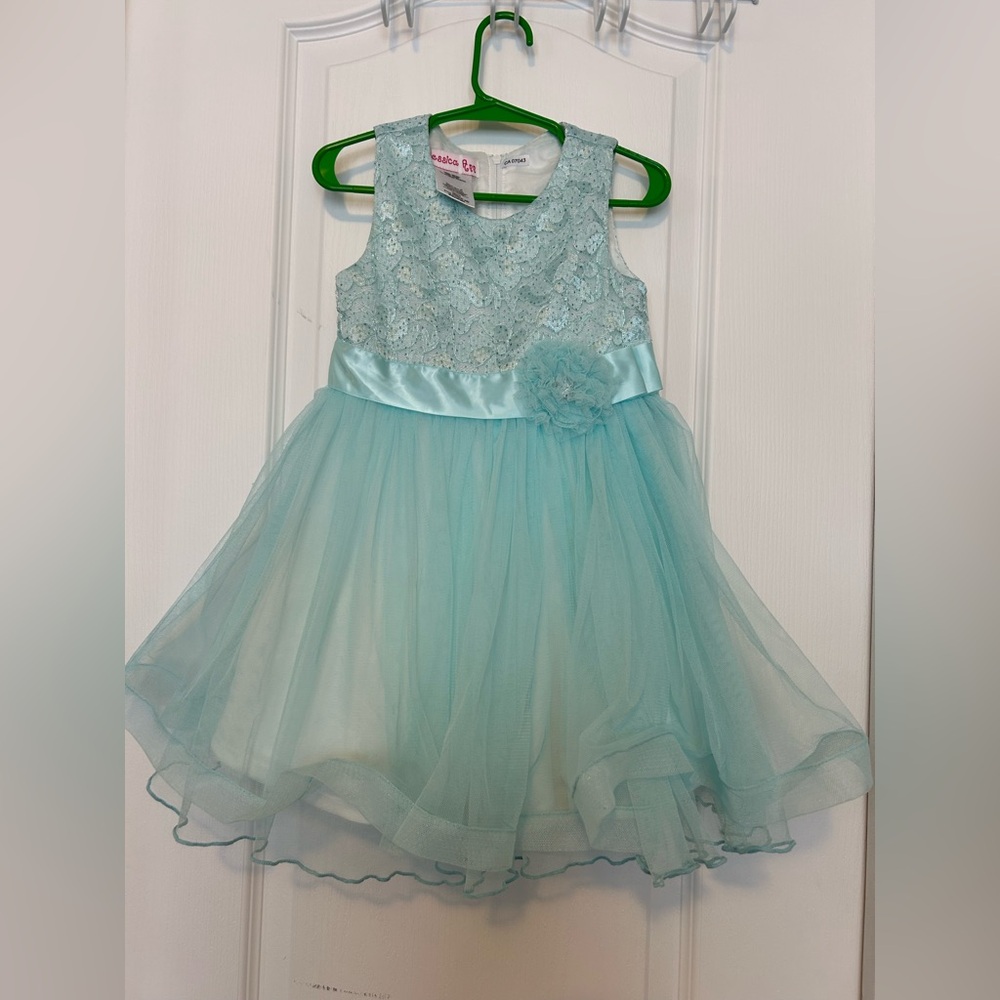 Jessica Ann Aqua Lace Bodice Tulle Party Dress